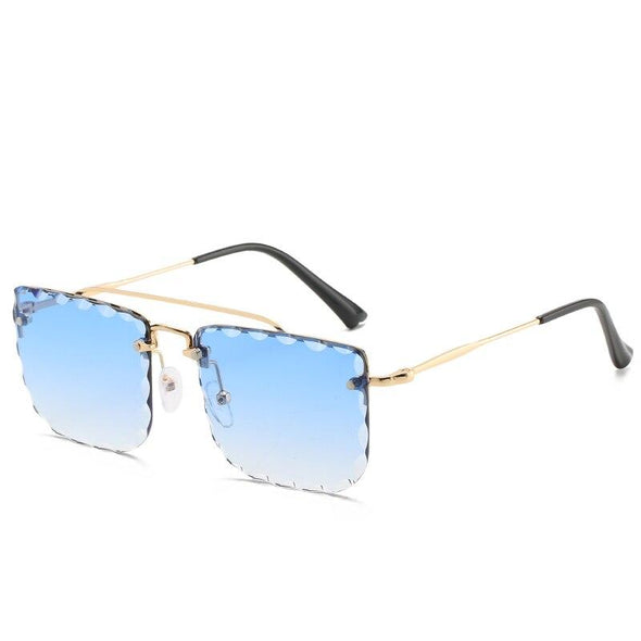 Vintage Women Sunglasses Cutting Lens Gradient Glasses Lace Rectangle Sun Glasses For Ladies Metal Frame Lunette