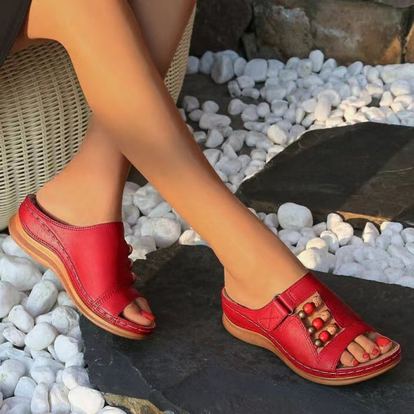 Zoloss Wedge Heel Slip On Open Toe Mules Sandals
