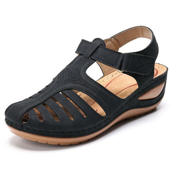 Zoloss - Soft PU Leather Closed Toe Vintage Anti-Slip Sandals