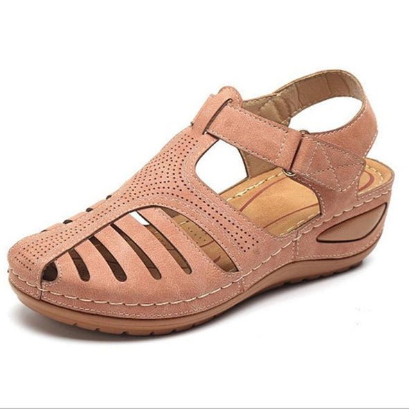 Zoloss - Soft PU Leather Closed Toe Vintage Anti-Slip Sandals