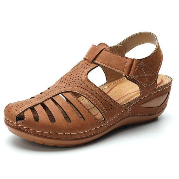 Zoloss - Soft PU Leather Closed Toe Vintage Anti-Slip Sandals