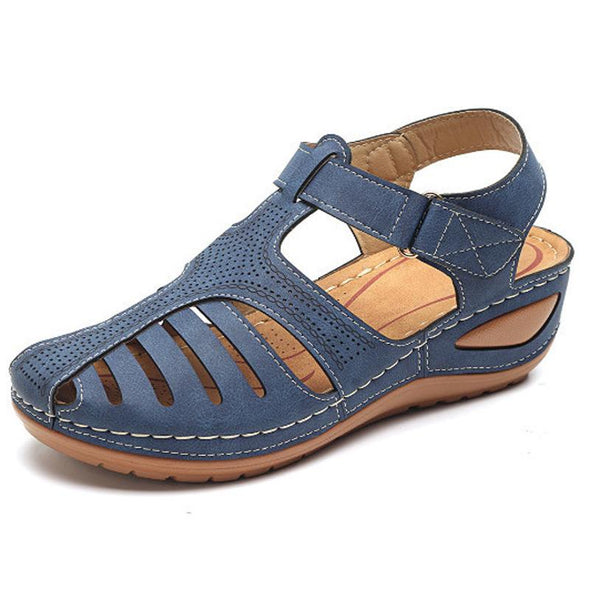Zoloss - Soft PU Leather Closed Toe Vintage Anti-Slip Sandals
