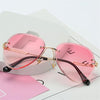Rimless Sunglasses Metal Gradient Shades Cutting Lens Goggles  UV400