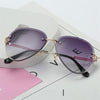 Rimless Sunglasses Metal Gradient Shades Cutting Lens Goggles  UV400