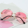 Rimless Sunglasses Metal Gradient Shades Cutting Lens Goggles  UV400
