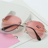 Rimless Sunglasses Metal Gradient Shades Cutting Lens Goggles  UV400