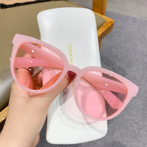 YOOSKE  Women's Sunglasses Fashion Big Round Sun Glasses for Female Oversized Shades Vintage Jelly Color Pink Sunglass UV400