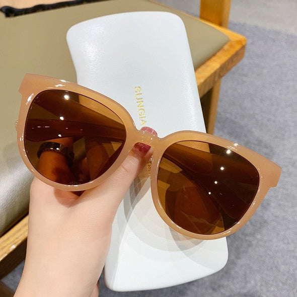 YOOSKE  Women's Sunglasses Fashion Big Round Sun Glasses for Female Oversized Shades Vintage Jelly Color Pink Sunglass UV400