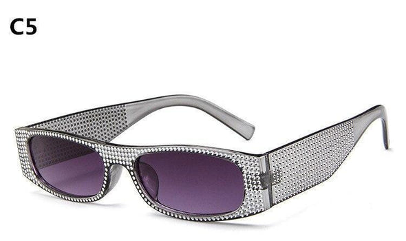 Small Square Women Imitation Diamond Evening Sunglasses