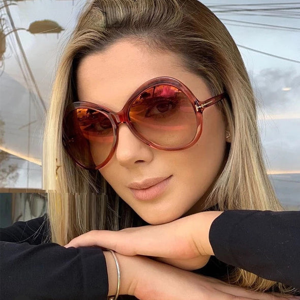 Fashion Vintage Oversized Round Sunglasses Trendy Retro Oval Sun Glasses For Woman Party UV400