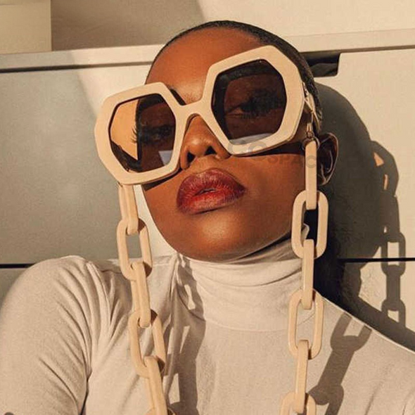 Oversized Luxury Polygon Sunglasses Men Women Fashion Shades UV400 Vintage Glasses