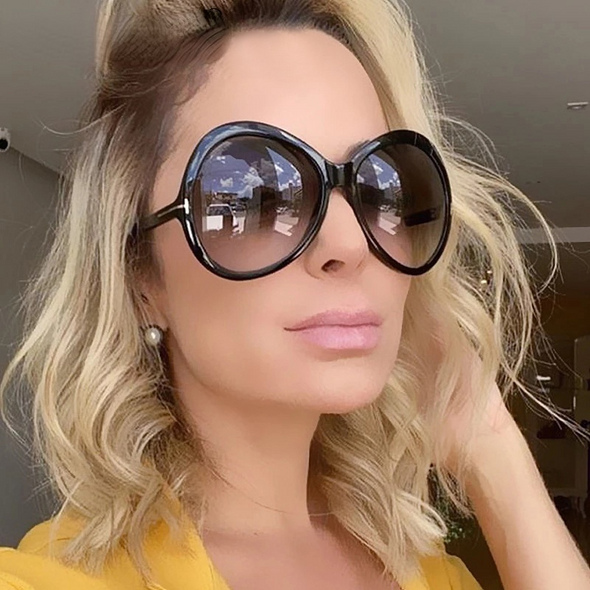 Ladies Oversized Round Cat Eye Sunglasses Ladies  New Retro Gradient Sunglasses Men And Women T-Shaped Big Frame Sunglasses