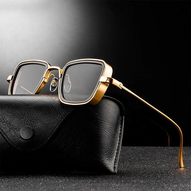Zoloss - Men's Vintage Steampunk Retro Metal Square Sunglasses