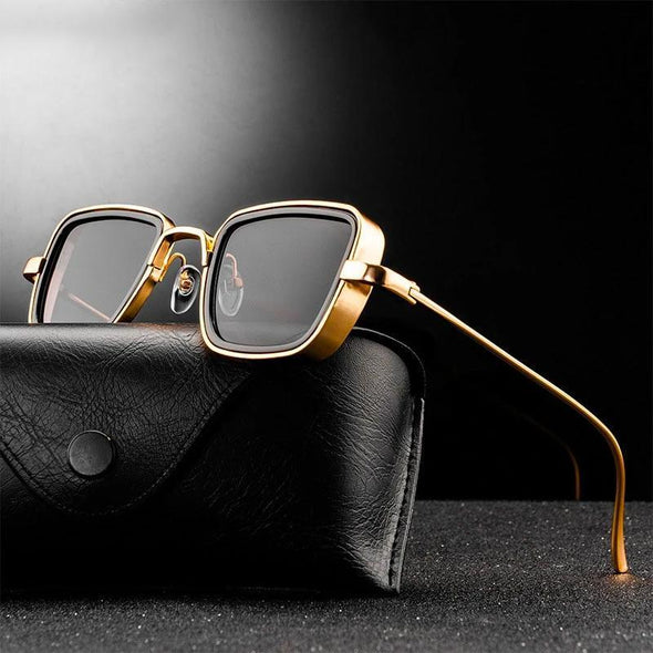 Zoloss - Men's Vintage Steampunk Retro Metal Square Sunglasses