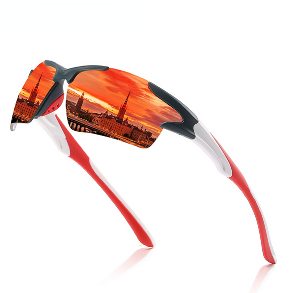 Men Mirror Red Sunglasses Black Frame Sports Goggles Women Cycling UV400 Unisex Bicycle Riding