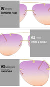New Fashion Metal Sunglasses Frameless Gradual change  frog mirror