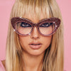 Shiny Cat Eye Anti Blue Light Glasses Rhinestone Decor Oversize Oval Clear Glasses Diamond Crystal Spectacles Optical Frame