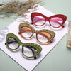 Shiny Cat Eye Anti Blue Light Glasses Rhinestone Decor Oversize Oval Clear Glasses Diamond Crystal Spectacles Optical Frame