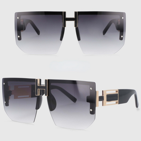 Big Size Rimless Polygon Ladies Sunglasses Brand Design Fashion Men Women's Shades UV400