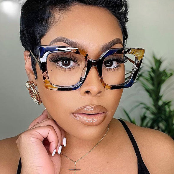 Vintage Glasses Women Men Square Clear Glasses Optical Eyeglasses Frame Transparent Lens Spectacle Frame NOT Anti Blue Light