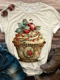 Red Berry Cupcake Crew Neck T-shirt