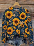 Women's Dark Sunflower Print Top