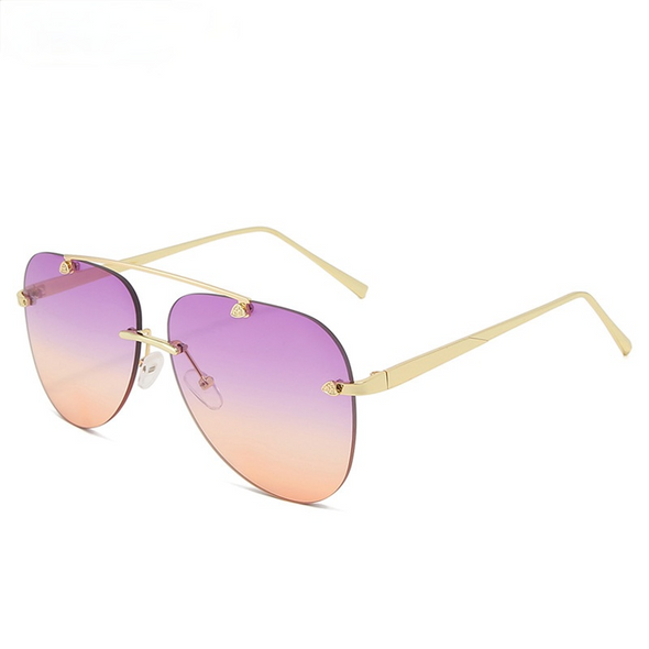 New Fashion Metal Sunglasses Frameless Gradual change  frog mirror