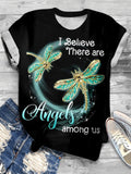 Dragonfly Print Crew Neck T-shirt