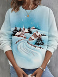 Vintage Snow Town Long Sleeve Casual Top