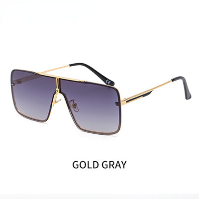 Oversized Sunglasses Men Luxury Brand Designer One Piece Mental Frame Square Sun Glasses For Man Vintage Lentes