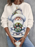 Winter Christmas Gnome Print Long Sleeve Casual Top