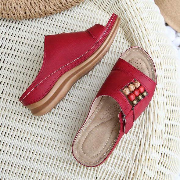 Zoloss Wedge Heel Slip On Open Toe Mules Sandals