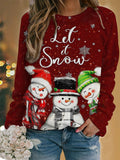 Women's Christmas Snowman Print Raglan Long Sleeve Top