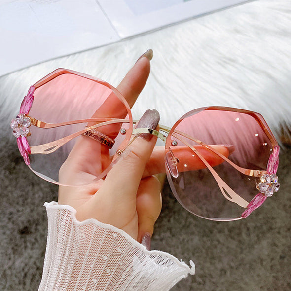 Fashion Glasses Diamond Sunglasses Women Brand Rimless Shades For Women Luxury Vintage Vasos Decorativos Zonnebril Dames