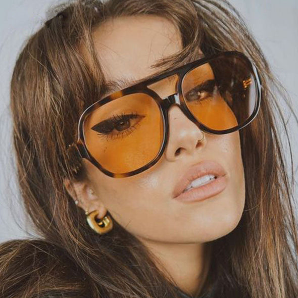 Trends Pilot Sunglasses Women Vintage Yellow Brand Designer Sunglass Female Oversized Popular Glasses Eyewear Shades