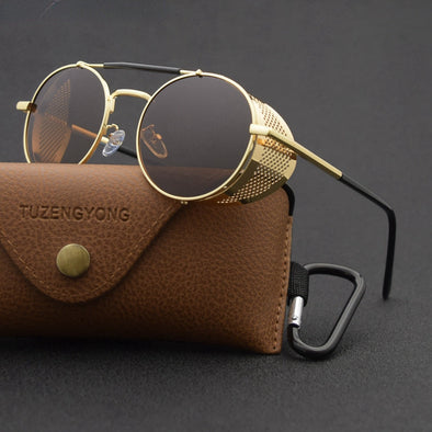 Classic Gothic Steampunk Sunglasses Polarized Men Women Brand Designer Vintage Oval Metal Frame Sun Glasses UV400