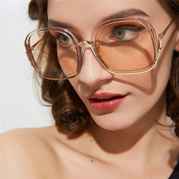 Punk Women Square Sunglasses Half Frame Trendy Oversized Sun Glasses Men Ladies Goggle Shades  Female Eyewear