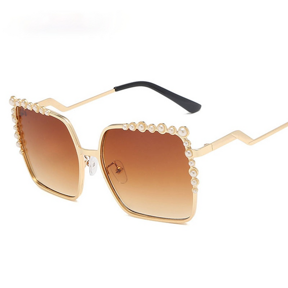 Luxury Pearl Sunglasses Women 2021 New  Oversized Square Glasses