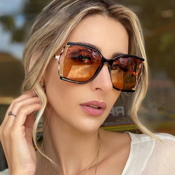 vintage oversized gradient black sunglasses for women luxury brand alloy square sun glasses female elegant sexy shades  red