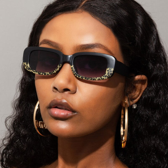 fashion rectangle sexy sunglasses women blue pink yellow leopard small oval sun glasses retro style