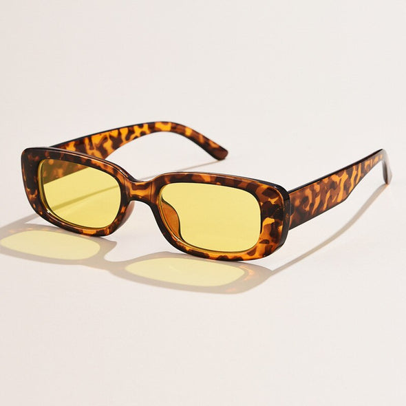 fashion rectangle sexy sunglasses women blue pink yellow leopard small oval sun glasses retro style