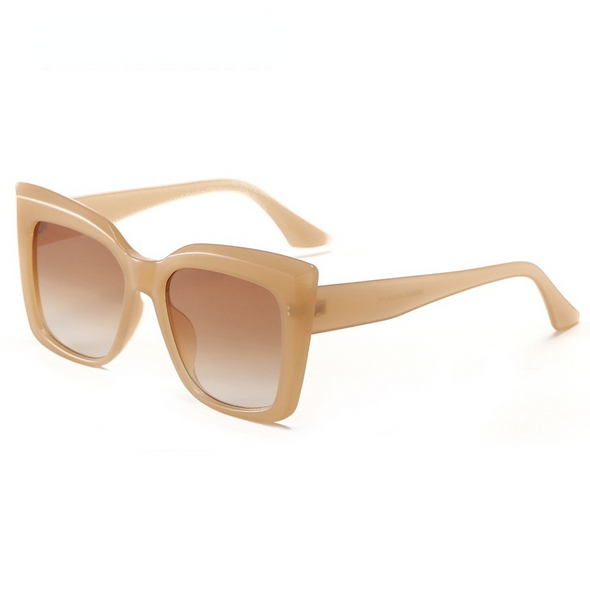 Vintage Oversized Square Cat Eye Sunglasses For Women New Luxury Brand Elegant Sun Glasses Female Clear Brown Gradient Shades