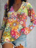 Women's Abstract Print Long Sleeve Top