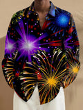 Colorful Fireworks Gradient Casual Long-Sleeved Men's Shirt