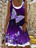 Glittery Butterfly Print Pocket Dress