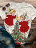 Vintage Decorating Christmas Tree Crew Neck T-shirt