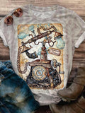 Vintage Landline Print Crew Neck T-shirt
