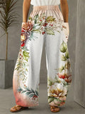Vintage Floral Print Casual Trousers
