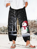 Christmas Snowman Print Pants