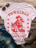 Western Cowgirls Print Crew Neck T-shirt